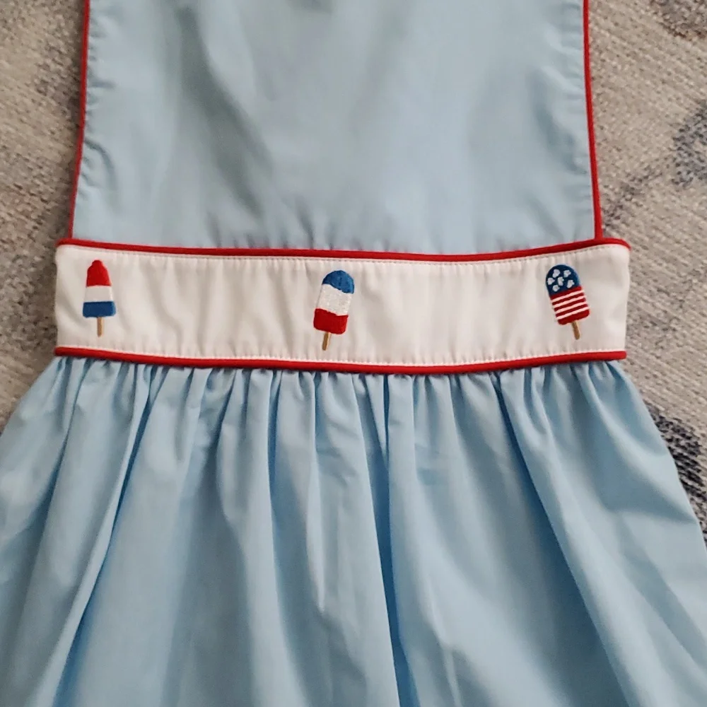 NWT Stitchy Fish Girls Patriotic Embroidered Ice Pop Summer Dress Sz7 - Picture 3 of 9